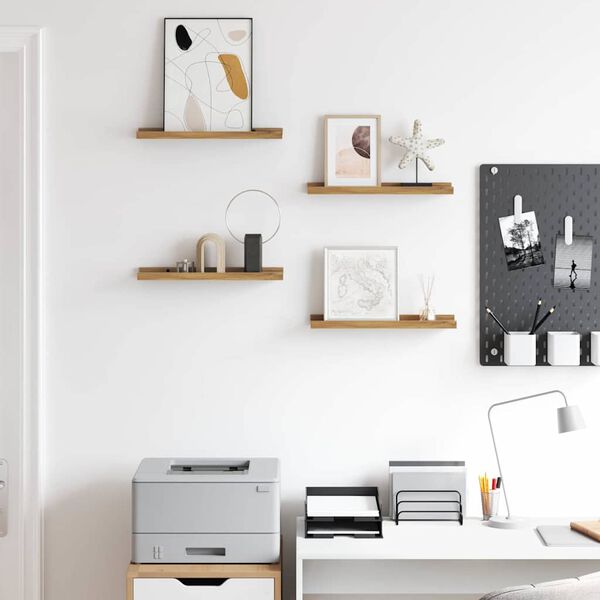 vidaXL Vegghylle med hylle 4 pcs Brun 40 x 9 x 3 cm Konstruert tre