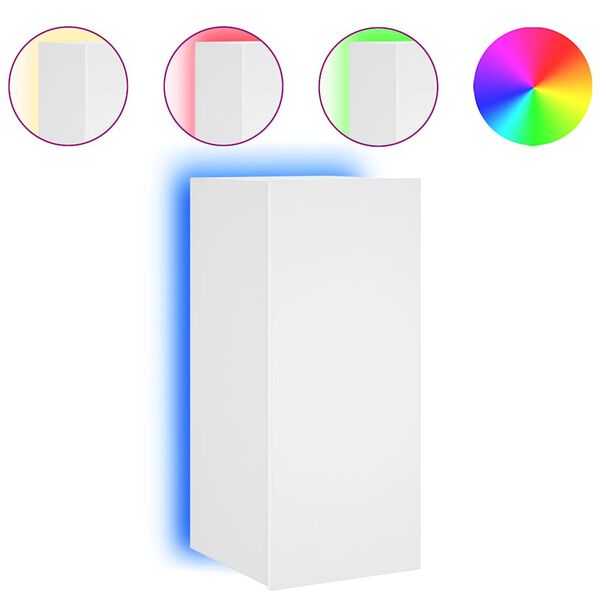 vidaXL Vegghengt TV-benk med LED hvit 30,5x35x70 cm