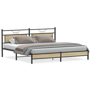 vidaXL Sengeramme i metall uten madrass sonoma eik 193x201 cm