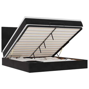 vidaXL Ottoman sengeramme med madrasser svart 160x200cm fl&oslash;yel