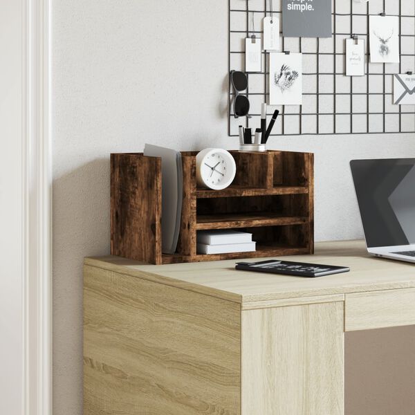 vidaXL Hylle til skrivebord røkt eik 44,5x24x25 cm konstruert tre