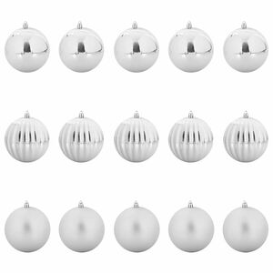 vidaXL Julekulsett XL 15 stk. S&oslash;lv &Oslash; 10 cm Plast