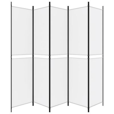 vidaXL Romdeler med 5 paneler hvit 250x220 cm stoff