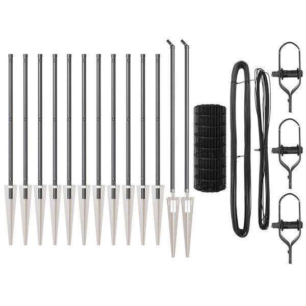 vidaXL Gjerde med stolpe Gr&aring; 0,6 x 25 m St&aring;l og PVC