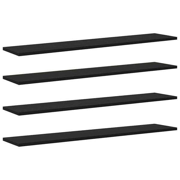 vidaXL Bokhyllebrett 4 pcs Svart 100 x 20 x 1,5 cm Konstruert tre