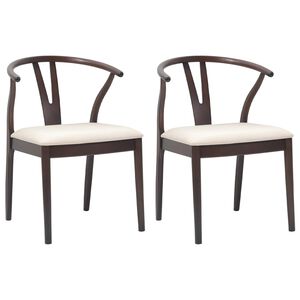 vidaXL Spisestuestol 2 stk. Solid Gummitre Lys Brun og Lys