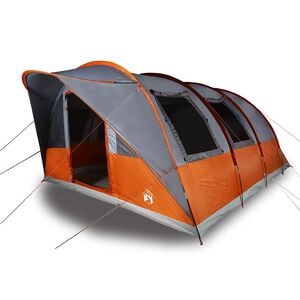 vidaXL Tunneltelt for camping 5 personer gr&aring; og oransje vanntett