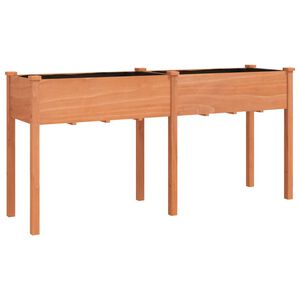 vidaXL Plantekasse med foring brun 161x45x76 cm heltre gran