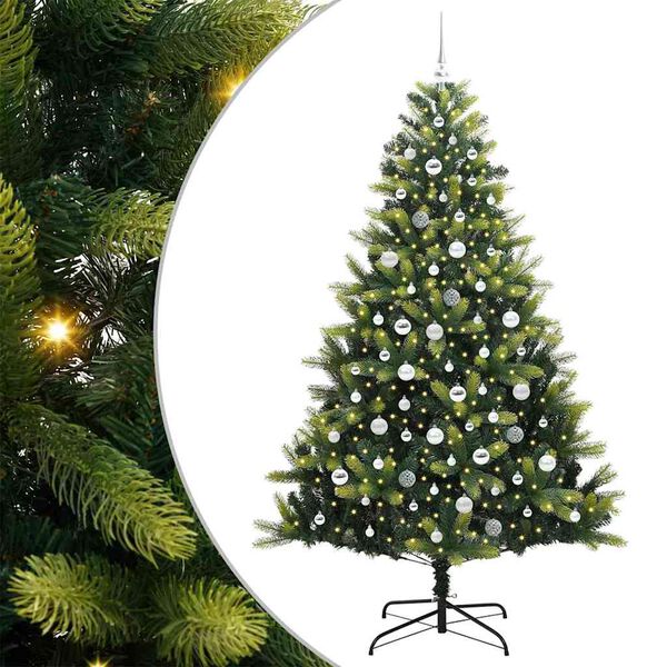 vidaXL Kunstig leddet juletre med 300 LED-lamper gr&oslash;nn 210 cm