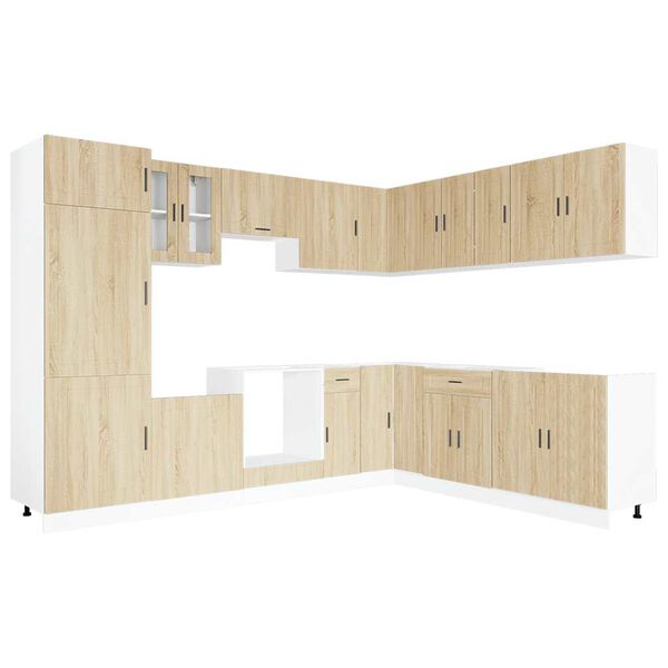 vidaXL Kj&oslash;kkenskapssett 14 deler Porto sonoma eik konstruert tre