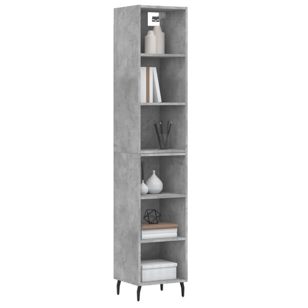 vidaXL Highboard betonggr&aring; 34,5x32,5x180 cm konstruert tre