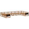 vidaXL Utend&oslash;rs sofa-sett 10 pcs Naturlig Solid akasietre