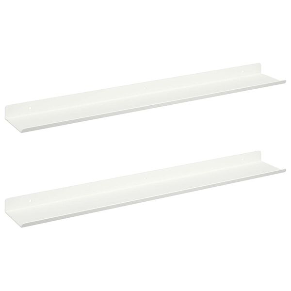 vidaXL Flytende hylle Veggmontert 2 pcs Hvit 60 x 8,5 x 2,5 cm St&aring;l
