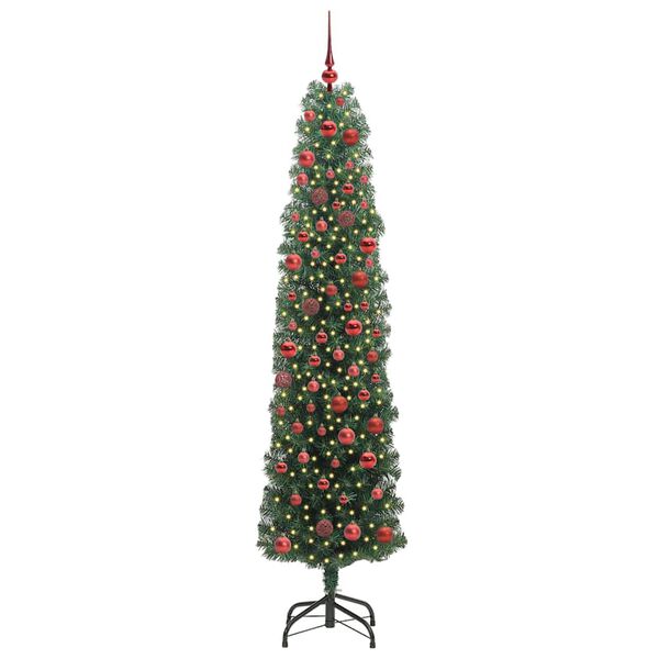vidaXL Kunstig juletre med 300 LED gr&oslash;nn 180 cm PVC og st&aring;l og plast