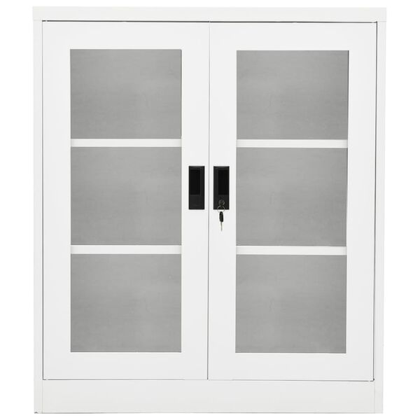 vidaXL Kontorskap hvit 90x40x105 cm st&aring;l