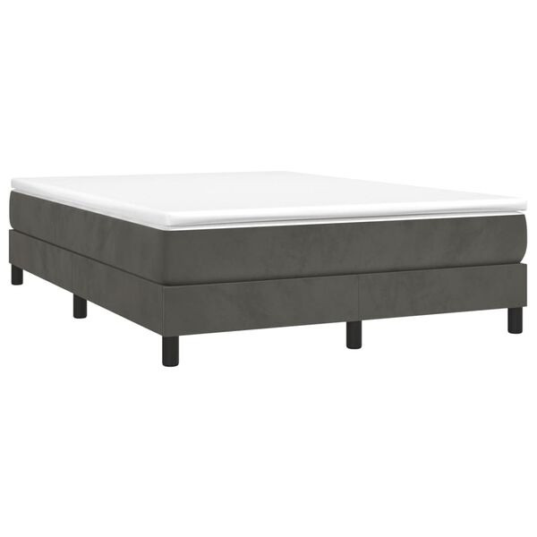 vidaXL Boxspring-sengeramme m&oslash;rkegr&aring; 135x190 cm Double fl&oslash;yel