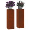 vidaXL Planteholder 2 pcs Rusten 24 x 24 x 75 cm Cortenst&aring;l