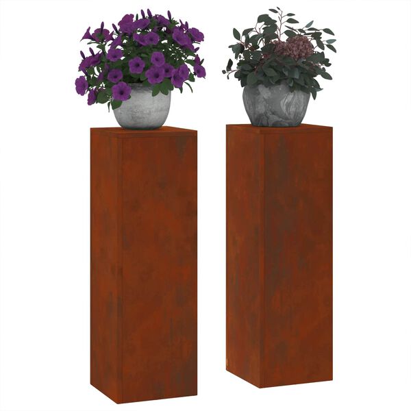 vidaXL Planteholder 2 pcs Rusten 24 x 24 x 75 cm Cortenst&aring;l