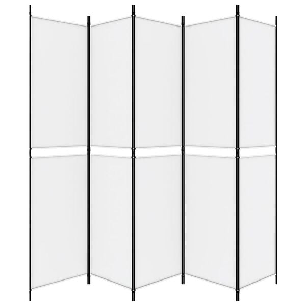 vidaXL Romdeler med 5 paneler hvit 250x220 cm stoff