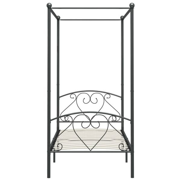 vidaXL Himmelsengeramme grå metall 90x200 cm