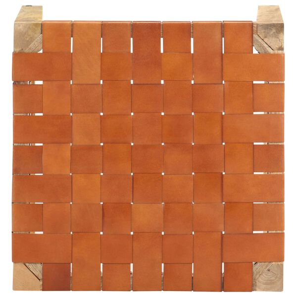 vidaXL Krakk lysebrun ekte l&aelig;r og heltre mango