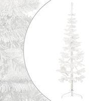 vidaXL Kunstig halvt juletre med stativ slankt hvit 120 cm