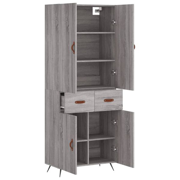 vidaXL Highboard gr&aring; sonoma 69,5x34x180 cm konstruert tre