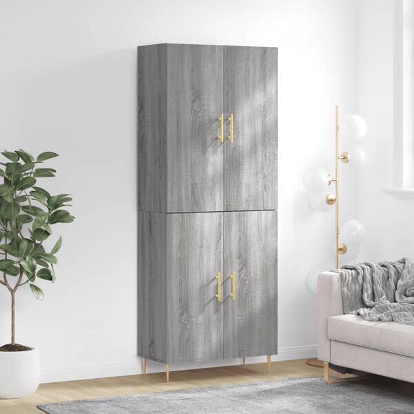 vidaXL Highboard gr&aring; sonoma 69,5x34x180 cm konstruert tre