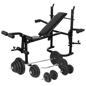 vidaXL Vektbenk med vektstativ, vektstang og manualsett 120 kg