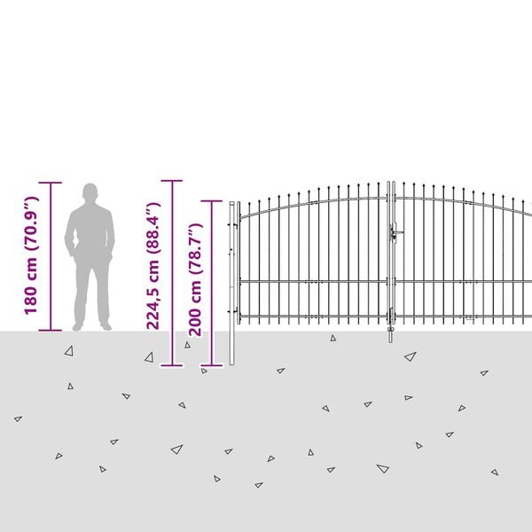 vidaXL Hageport med l&aring;s Gr&aring; 125 x 400 cm St&aring;l