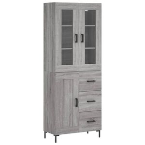 vidaXL Highboard gr&aring; sonoma 69,5x34x180 cm konstruert tre