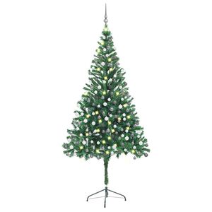 vidaXL Forh&aring;ndsbelyst kunstig juletre med kulesett 210 cm 910 grener