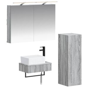 vidaXL Baderomsskapsett 4 pcs Gr&aring; Sonoma 50 x 14,5 x 70 cm