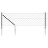 vidaXL Kjedefence med topper 10 x 0,4 m PVC-belagt st&aring;l Gr&aring; Mesh