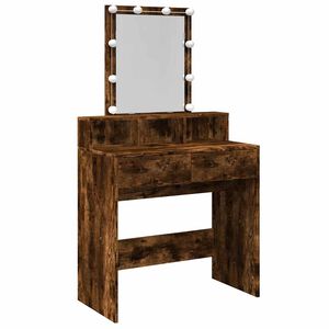 vidaXL Sminkebord med LED r&oslash;kt eik 80x41x144,5 cm