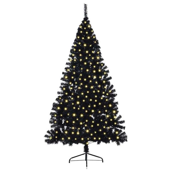 vidaXL Kunstig Forh&aring;ndsopplyst Juletre med 300 LED Svart 210 cm PVC