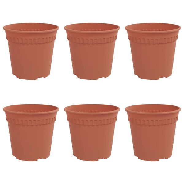 vidaXL Rund Blomsterpotte 6 pcs Klinker R&oslash;d &Oslash; 17 x 14 cm Plast