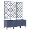 vidaXL Hageplanter med espalier og hjul 3 stk. Gr&aring; 120 x 40 x 149 cm