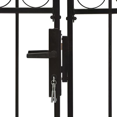 vidaXL Hageport med dobbel dør og buet topp stål 300x125 cm svart