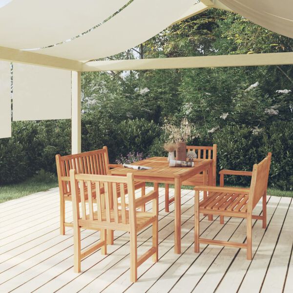 vidaXL Hagespisegruppe 5 deler heltre teak