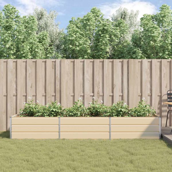 vidaXL Plantekassed Elfenben 195 x 100 x 45 cm Galvanisert St&aring;l