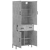 vidaXL Highboard betonggr&aring; 69,5x34x180 cm konstruert tre