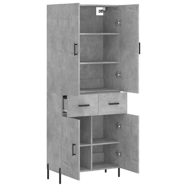 vidaXL Highboard betonggr&aring; 69,5x34x180 cm konstruert tre