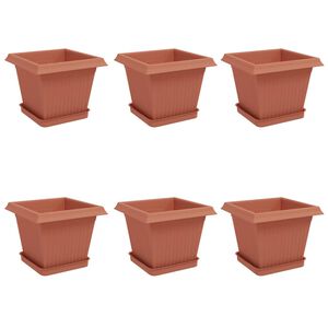 vidaXL Plantepotter 6 pcs Klinker R&oslash;d 20 x 20 x 16 cm Plast