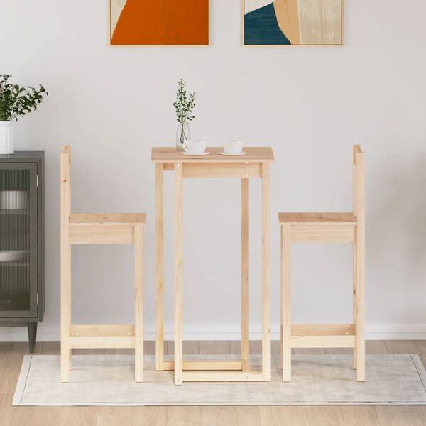 vidaXL Barsett 3 deler heltre furu