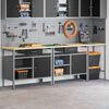 vidaXL Arbeidsbenksett med skuff med hylle med lagring Rød Stål