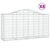 vidaXL Gabionkurver buede 8 stk 200x50x100/120 cm galvanisert jern