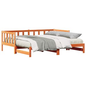 vidaXL Uttrekkbar Dagbed Vokset Brun 203.5 x 164 x 66 cm Massiv furu