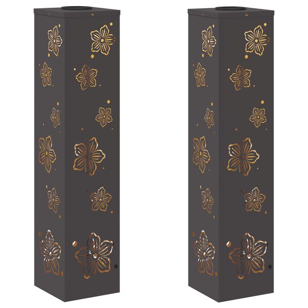 vidaXL Solenergi LED stibelys 2 pcs Svart Kaldvalset st&aring;l