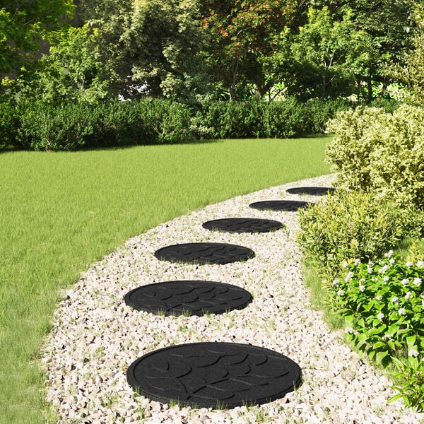 vidaXL Stepping Stone 6 pcs Svart &Oslash; 44 x 2 cm Gummi